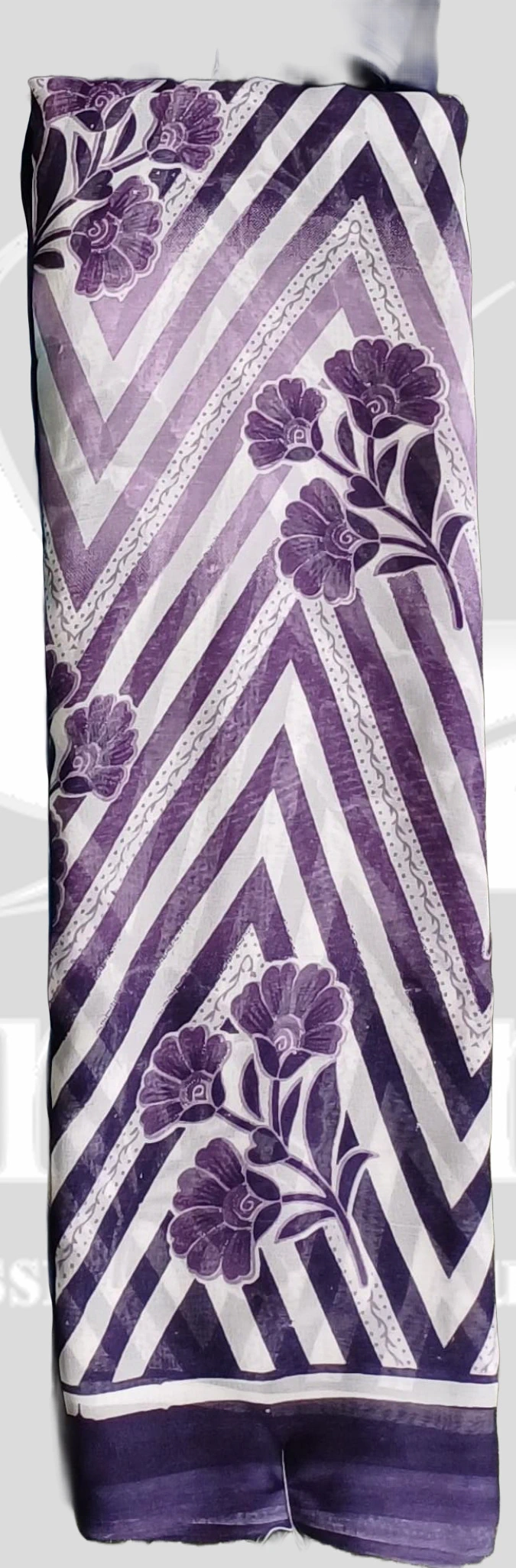 Reniyal (Heavy) Floral & Striped Printed Saree &ndash; SMARTLK1004 &ndash; Purple Mix